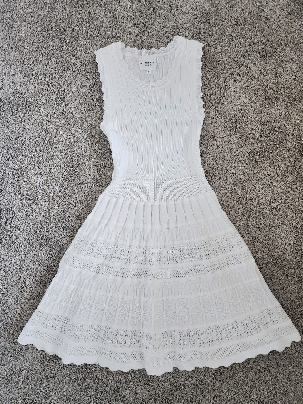 White Knit Sleeveless White Knit Fit & Flare Dress